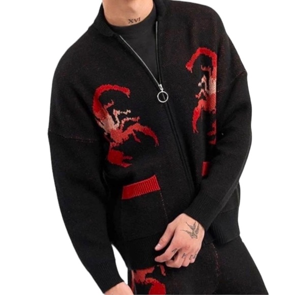 NWT SPIRIT JERSEY Wrath Scorpion Sweater Scorpio Loner Knit Zip Up Unisex Heavy - Picture 5 of 9